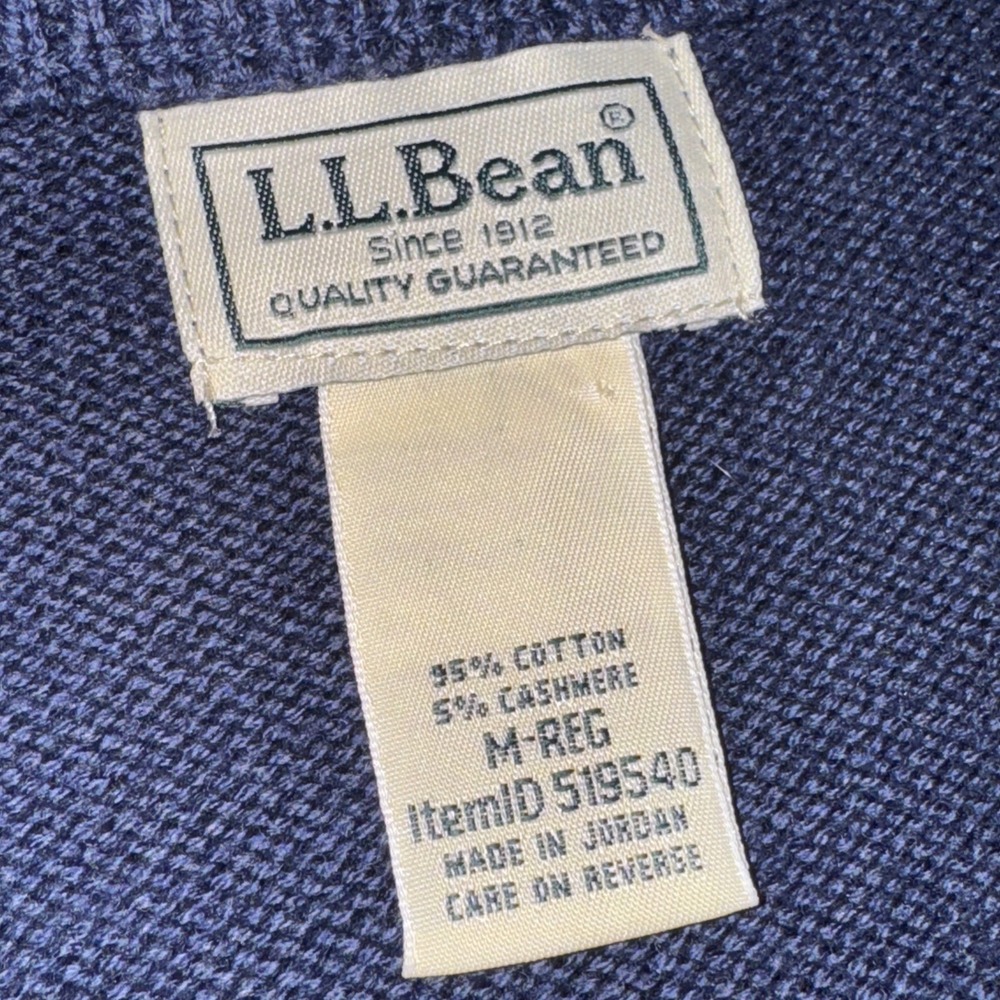 LL Bean‎ Sweater Men's L Navy Blue 1/2 Zip Pullover Wicked Soft Cotton Cashmere - Picture 6 of 9